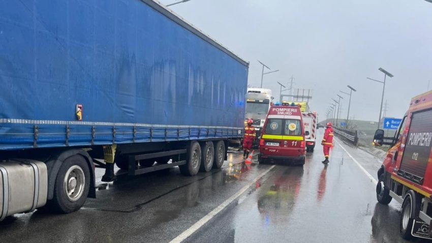 Accident pe centura Sucevei, Două camioane s-au ciocnit. Două persoane au fost rănite