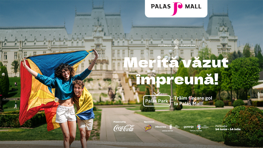 Merită văzut împreună! Trăiește emoția competiției și vino pe esplanada Palas pentru a susține naționala României la Euro 2024! Iaşi, 11 iunie 2024