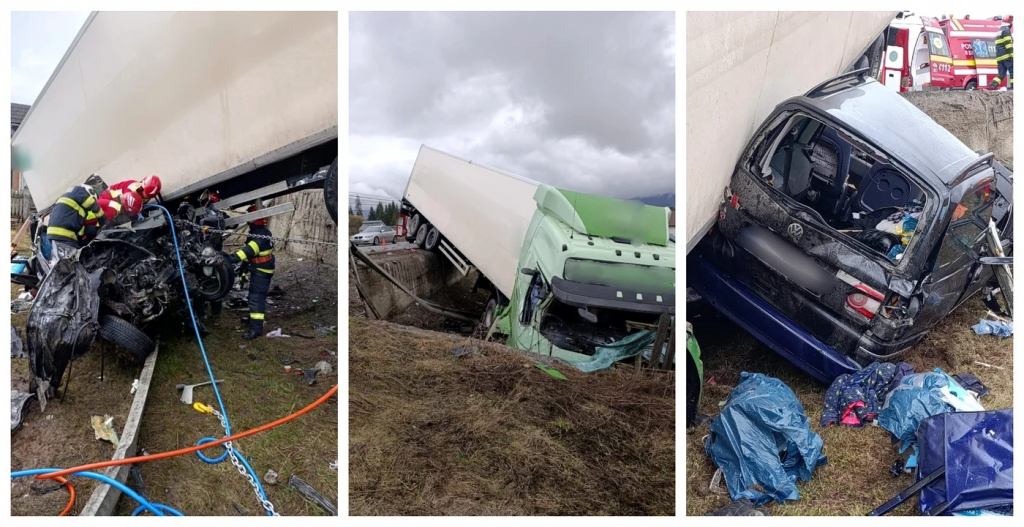 Impact devastator între o mașină și un TIR: un bărbat a murit în Suceava