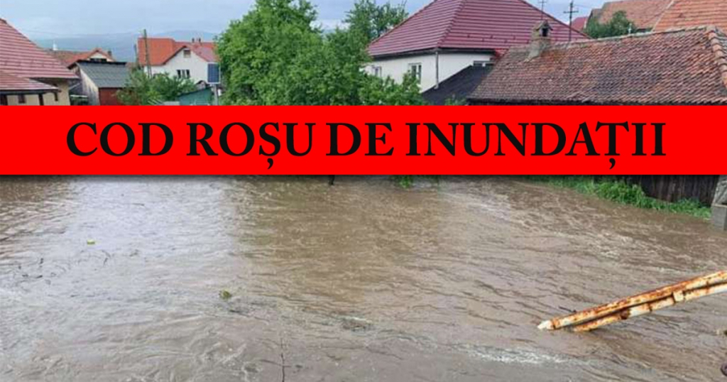 Cod roșu de inundații pe cursuri de apă din două județe ale țării: avertizarea se prelungește până duminică la prânz