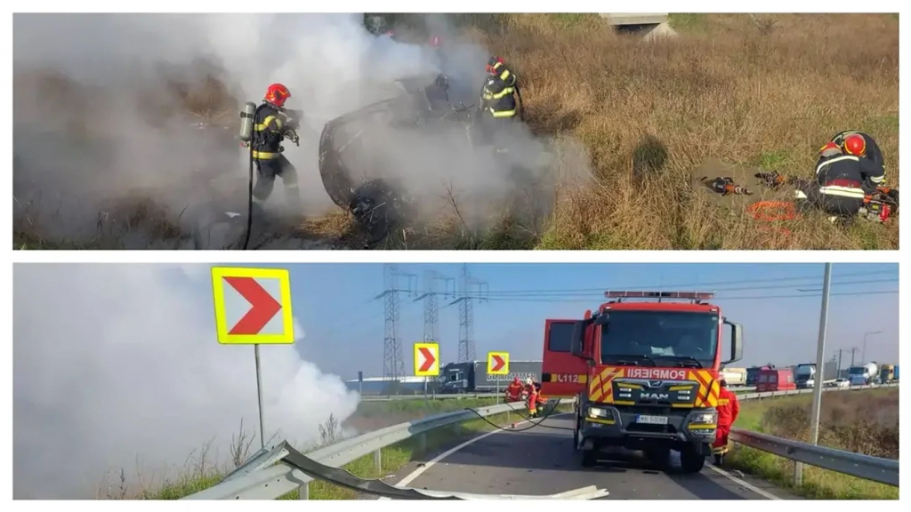 Accident cumplit pe Centura Bacăului. O femeie a ars de vie după ce s-a răsturnat cu mașina