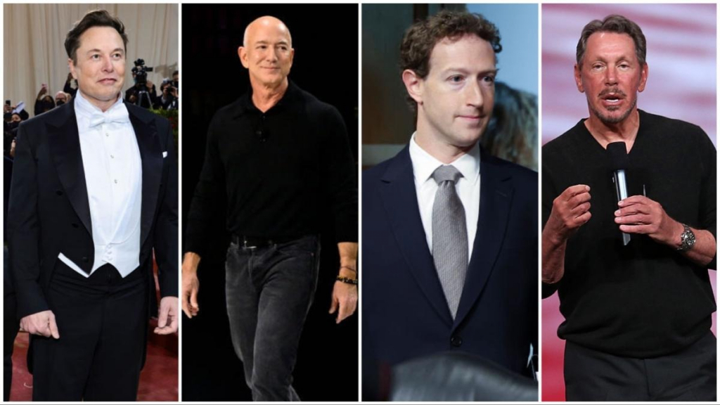 Cât câștigă primii 4 bogați ai lumii, americanii Musk, Bezos, Zuckerberg și Ellison. Dacă pierd 99% din avere rămân tot miliardari