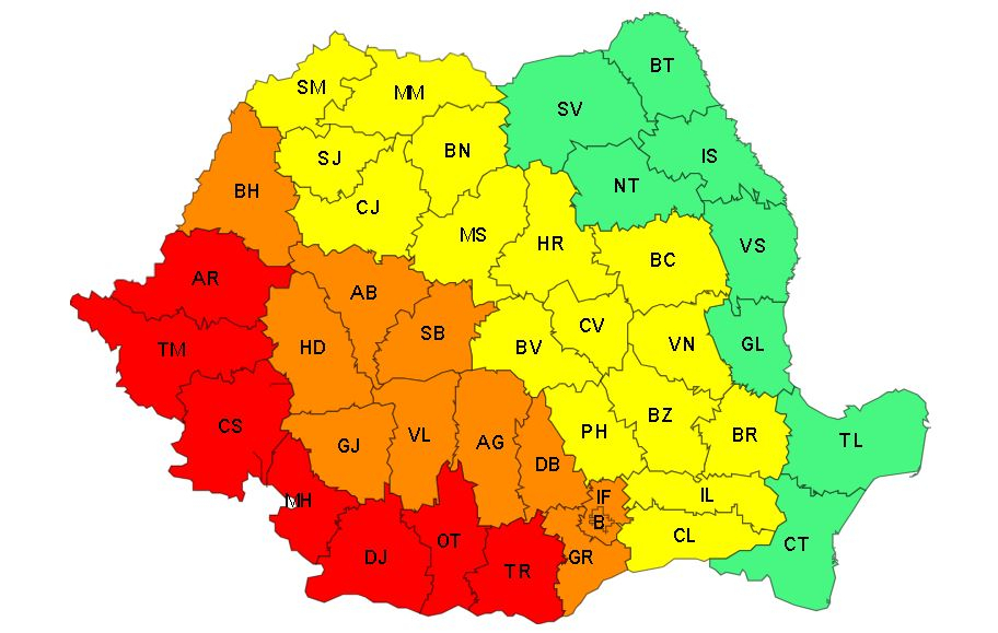 Cod Roșu de caniculă în sudul țării