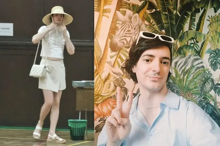 ”Profesorul cu fustă” Andrei Nae ridicat de poliție la mitingul anti-Georgescu din Piața Universității, după ce a atacat un tânăr