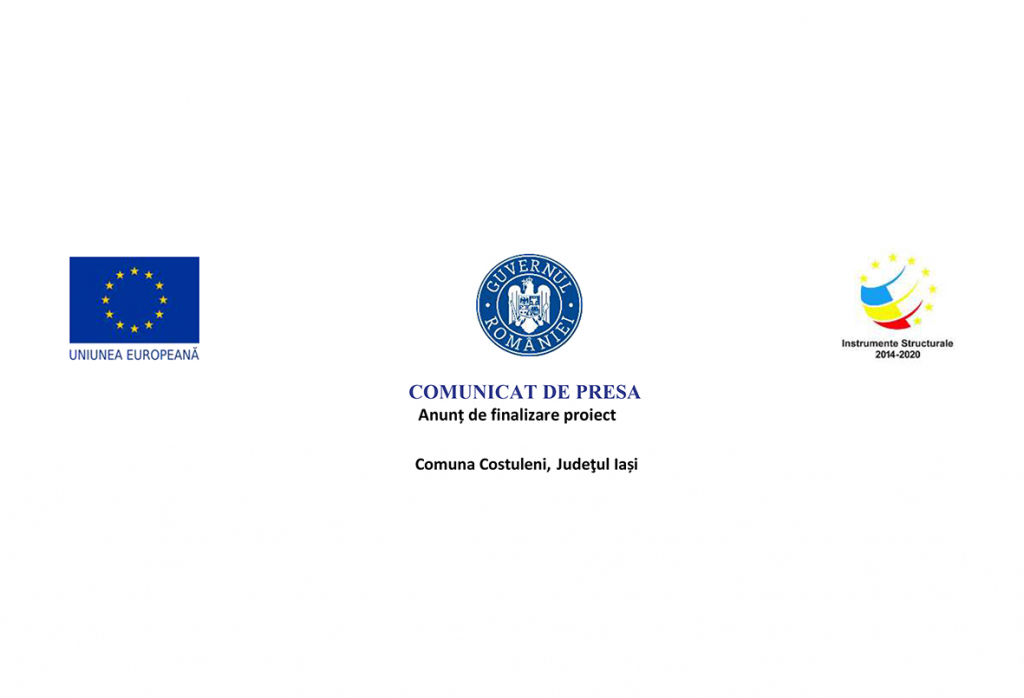 Comuna Costuleni – Consolidarea capacității unităților de învățământ preuniversitar de stat în vederea gestionării situației de pandemie generată de virusul SARS-COV-2 cod smis 147454,finantat prin Programul Operational Infrastructura Mare 2014-2020