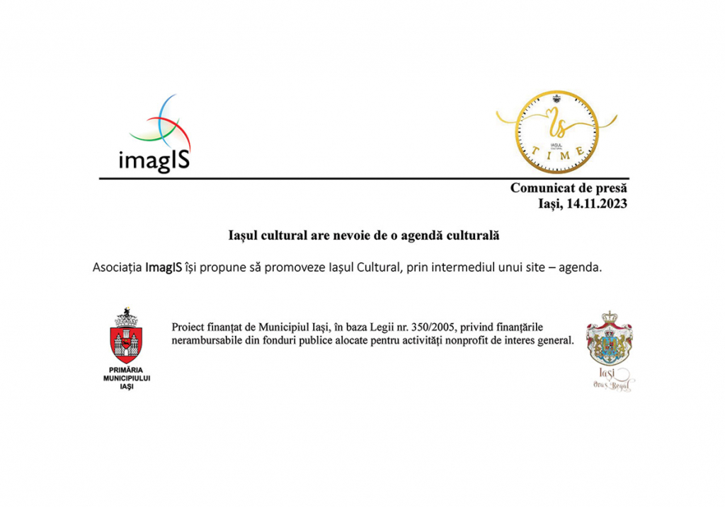 Asociația ImagIS își propune să promoveze Iașul Cultural, prin intermediul unui site agenda.
