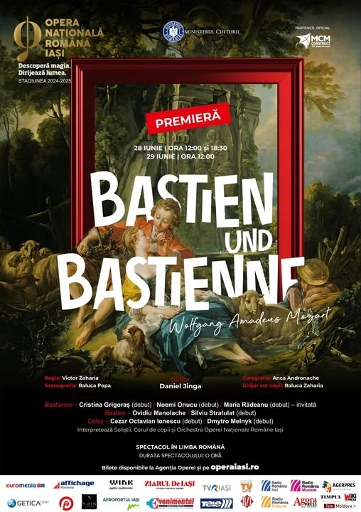 „Bastien și Bastienne”, premiera care celebrează umorul, inocența și geniul precoce al lui Mozart, la Opera Națională Română din Iași