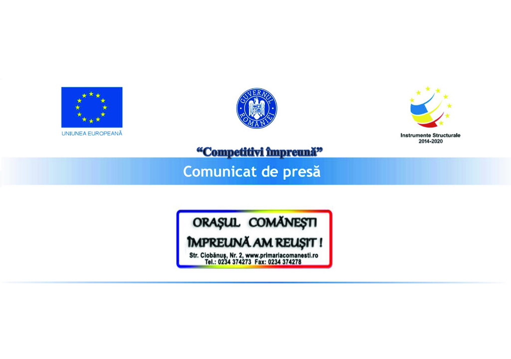 Dotarea unităților de învățământ preuniversitar din orașul Comănești, județul Bacău, cu echipamente TIC necesare pentru derularea activităților didactice în mediul on-line – Anunț privind finalizarea proiectului