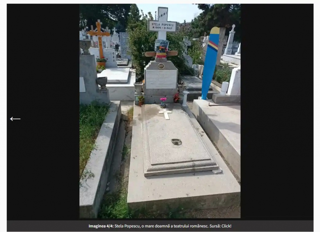Cum arată mormântul Stelei Popescu la aproape șase ani de la decesul actriței