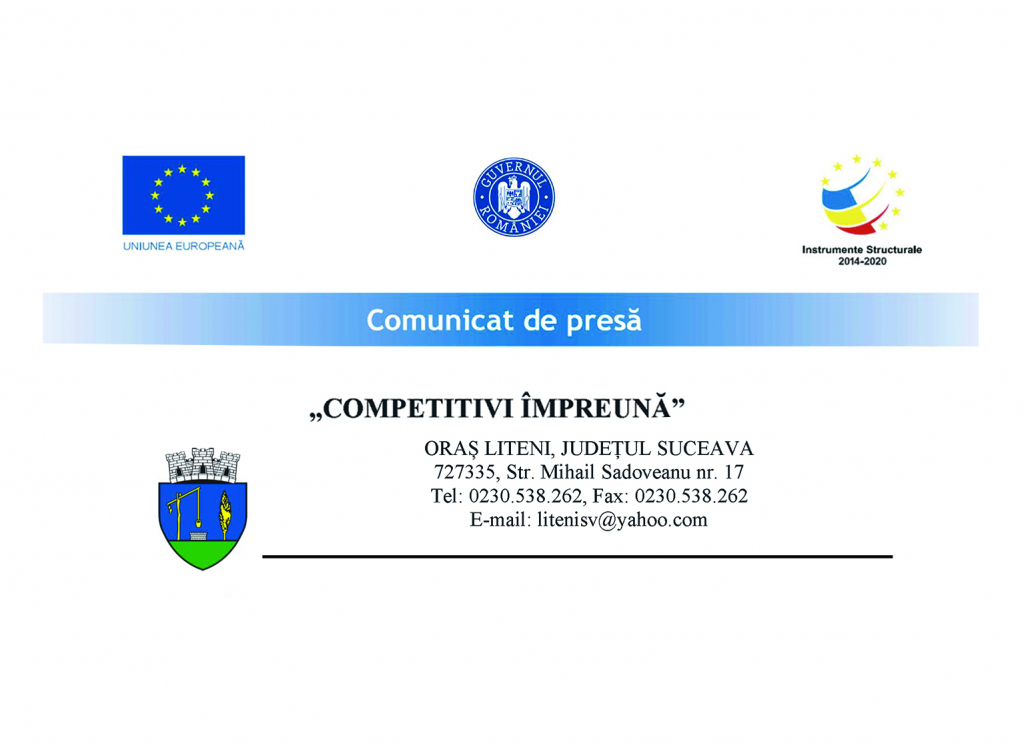Dotarea unităților de învățământ preuniversitar din orașul Liteni, județul Suceava, cu echipamente TIC necesare pentru derularea activităților didactice în mediul on-line”–  Anunț privind finalizarea proiectului