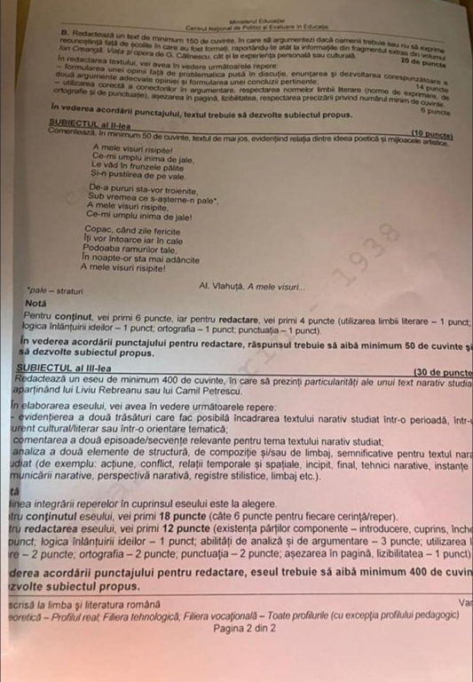 Bacalaureat 2023. Ce subiecte au picat la Limba și Literatura Română