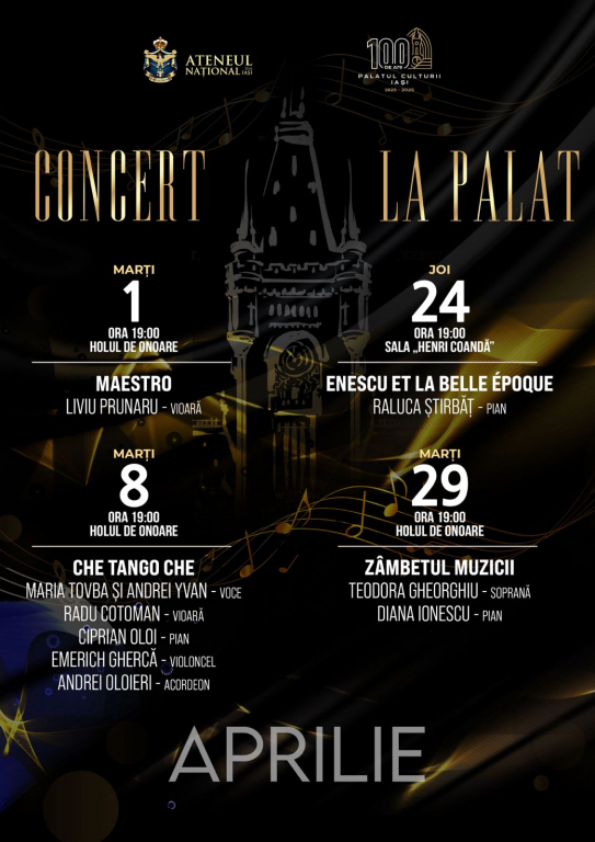 Concerte la Palat. Evenimente muzicale de excepție în luna aprilie