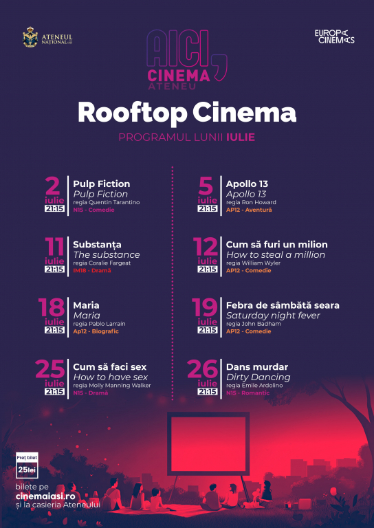 Rooftop Cinema Iași. Filme sub stele, pe terasa Ateneului