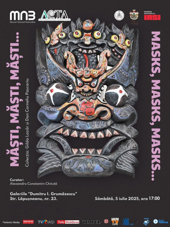 Expoziția „Măști, Măști, Măști…” se deschide la Iași: o călătorie globală prin identitate, ritual și artă