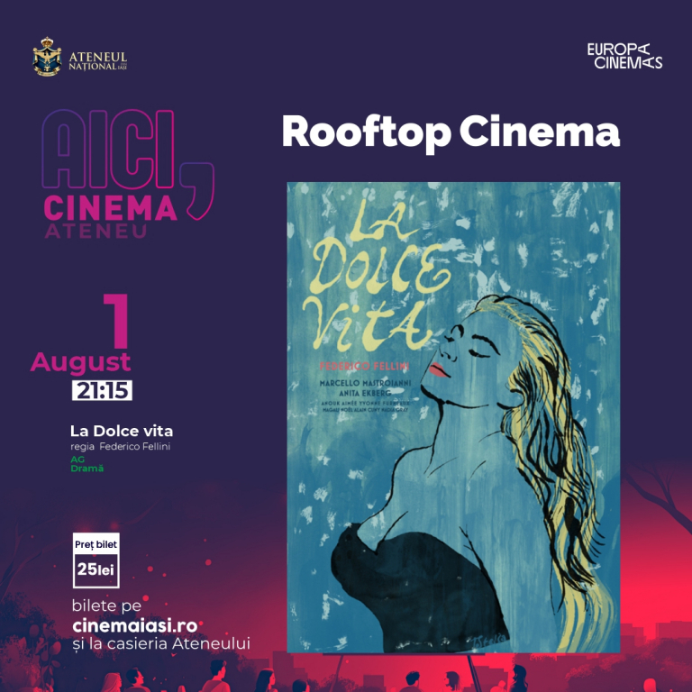 Rooftop Cinema revine în forță în august la Iași. Filme de colecție sub cerul liber, pe terasa Ateneului
